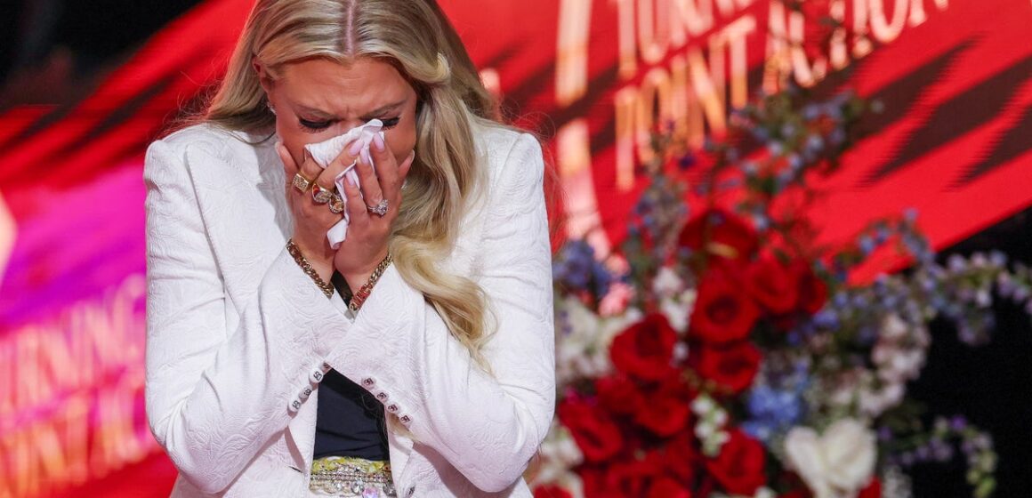 Erika Kirk crying on the Charlie Kirk show after memorial service