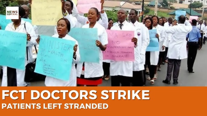 Nigerian doctors on a protest during strike
