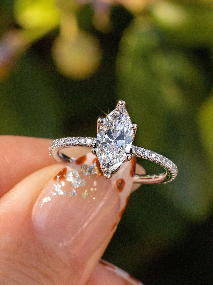 925 Sterling Silver Simple Classic 1-3Carat Horse Eye Zircon Ring For Women Engagement Wedding Luxury High Quality Fine Jewelry