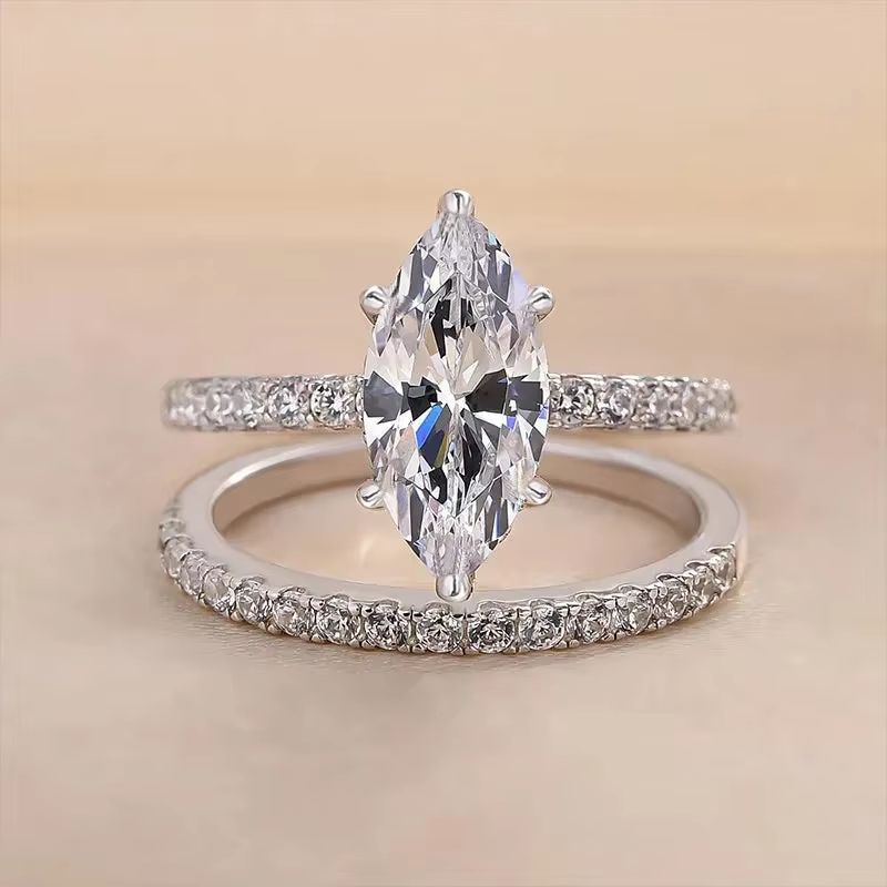 925 Sterling Silver Simple Classic 1-3Carat Horse Eye Zircon Ring For Women Engagement Wedding Luxury High Quality Fine Jewelry